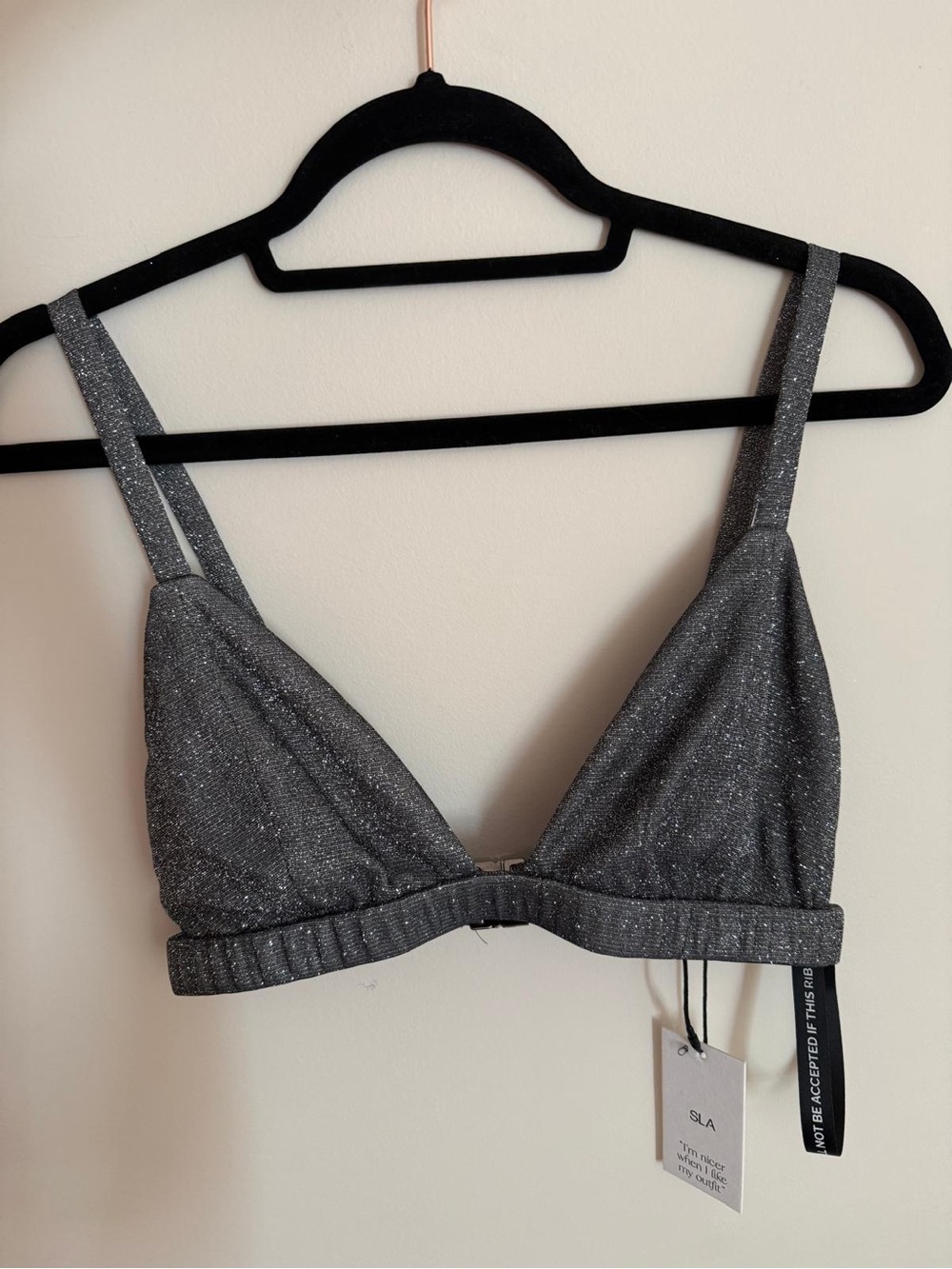 SLA the Label — Shimmery Gray Triangle Bralette